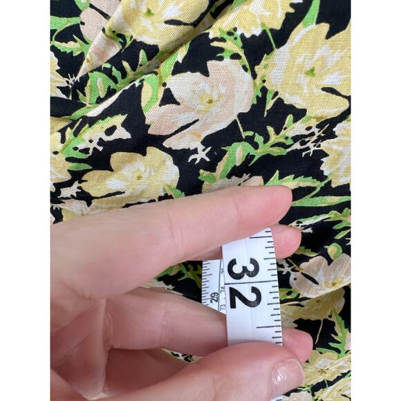 Urban Outfitters Dress Womens Small Yellow Floral Mini Wrap Boho Cottagecore - Picture 7 of 8